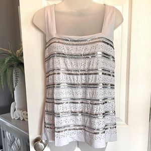 WHBM silver and gold embellished tank top! Size XL